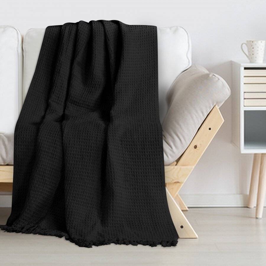 Throws for Sofa Armchair or Bed - Black| Elite Housewares