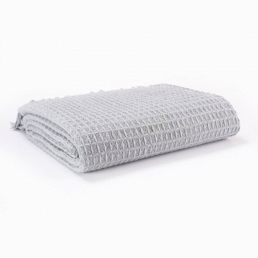 Luxurious Waffle Throws For Sofa Armchair or Single Bed - Natural/Grey