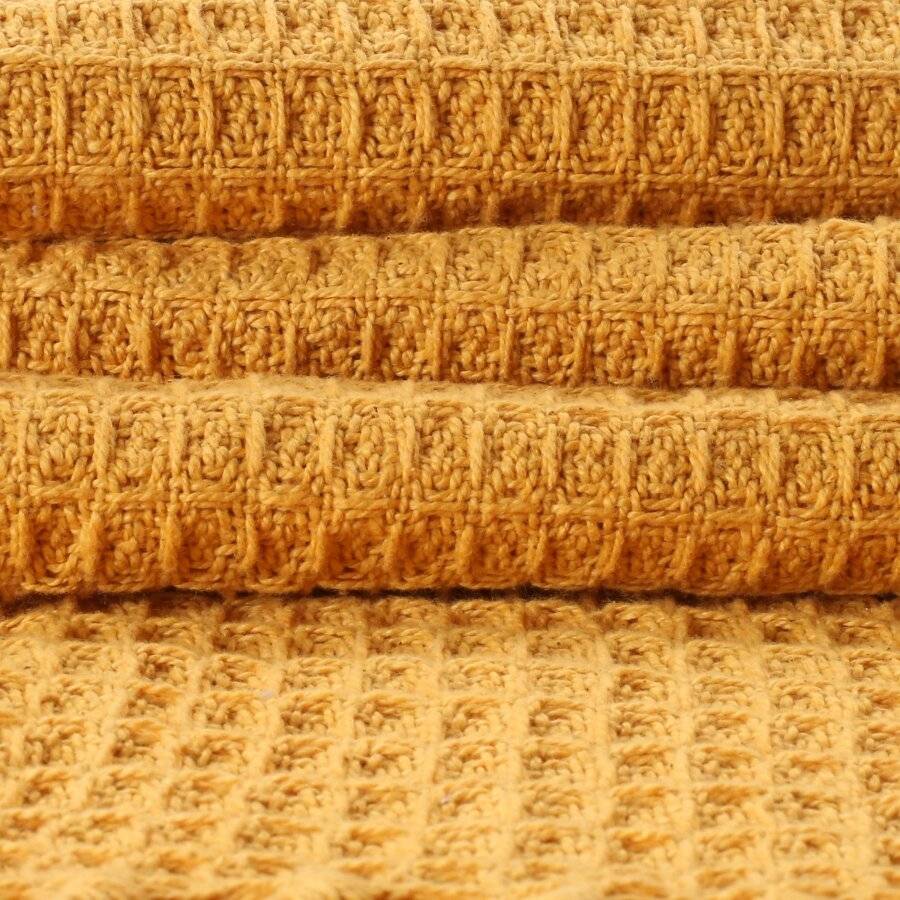 Luxurious Waffle Throws For Sofa Armchair or Single Bed- Ochre