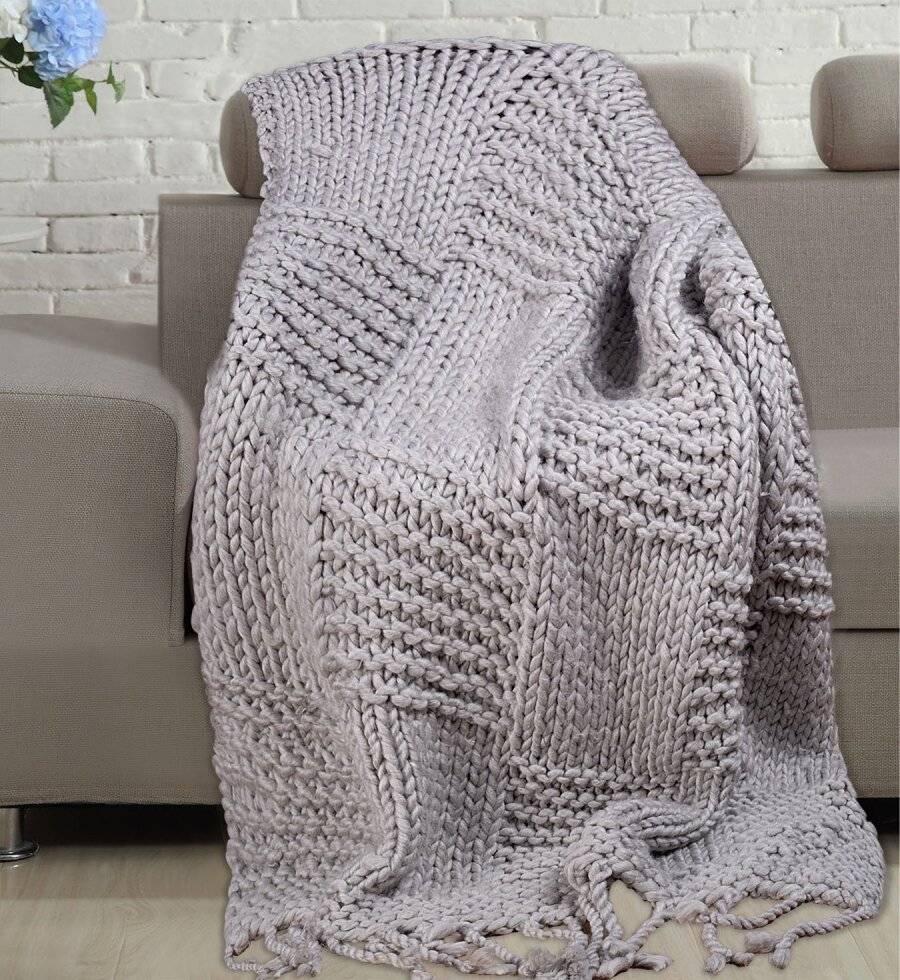 Luxurious & Soft Hand Knitted Cotton Throw - Beige (120 X 150 cm)
