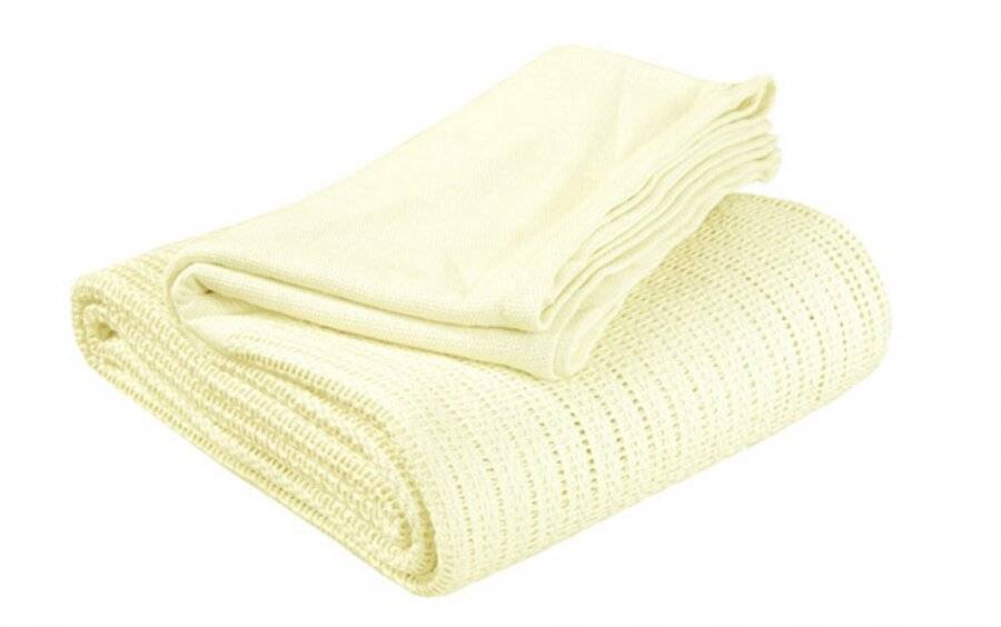Luxury Handwoven Cotton Adult Cellular Blanket,  Double - Lemon
