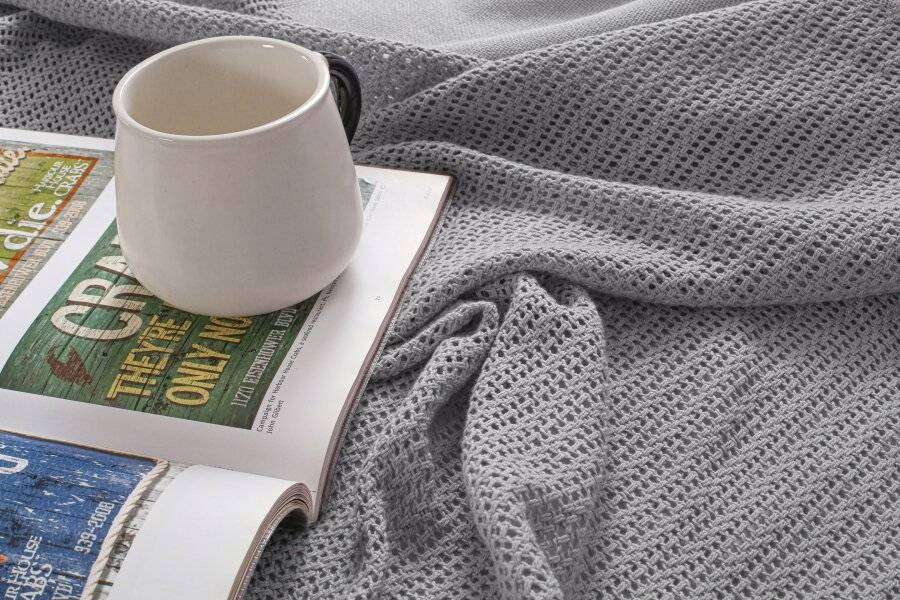 Luxury Handwoven Cotton Adult Cellular Blanket, Double - Smoke