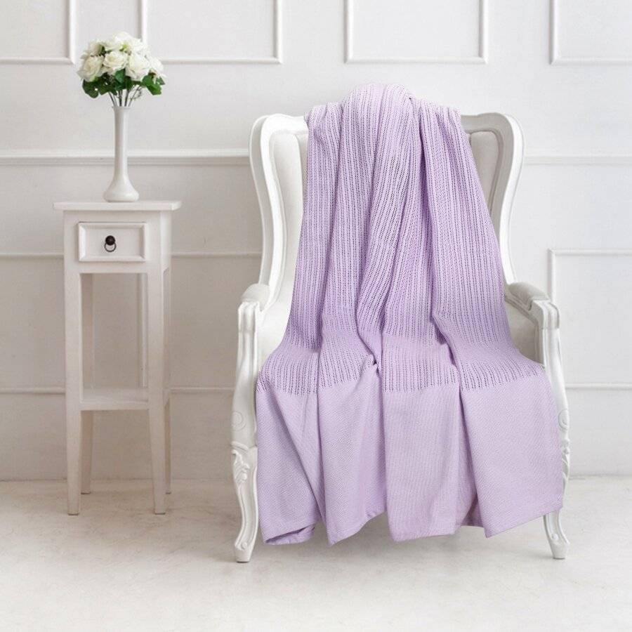 Luxury Handwoven Cotton Adult Cellular Blanket,  King - Lavender