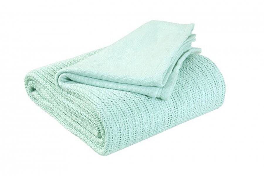 Luxury Handwoven Cotton Adult Cellular Blanket,  King - Mint