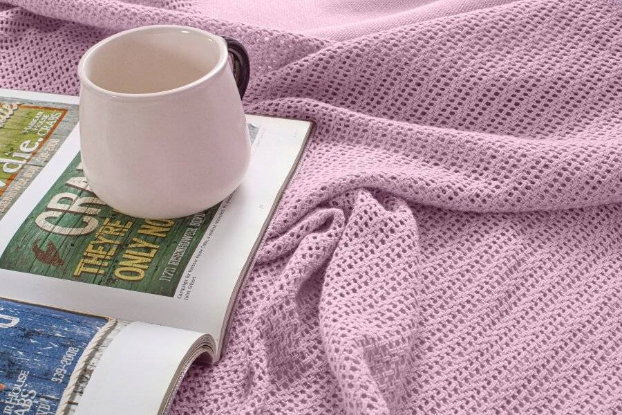 Luxury Handwoven Cotton Adult Cellular Blanket,  King - Pink