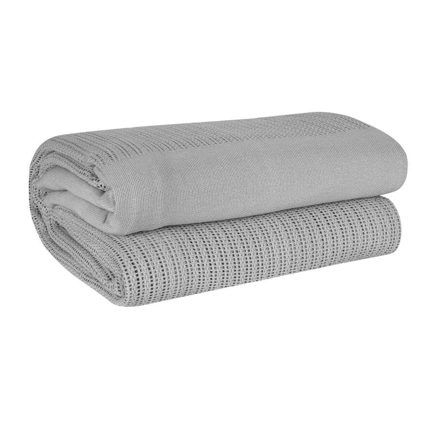 Luxury Handwoven Cotton Adult Cellular Blanket, King - Smoke