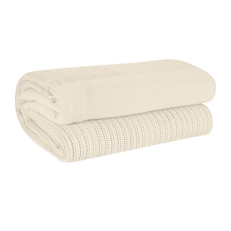 Luxury Handwoven Cotton Giant Adult Cellular Blanket - Cream