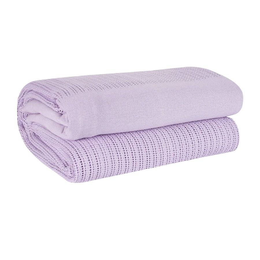 Luxury Handwoven Soft Cotton Adult Cellular Blanket Single - Lavender