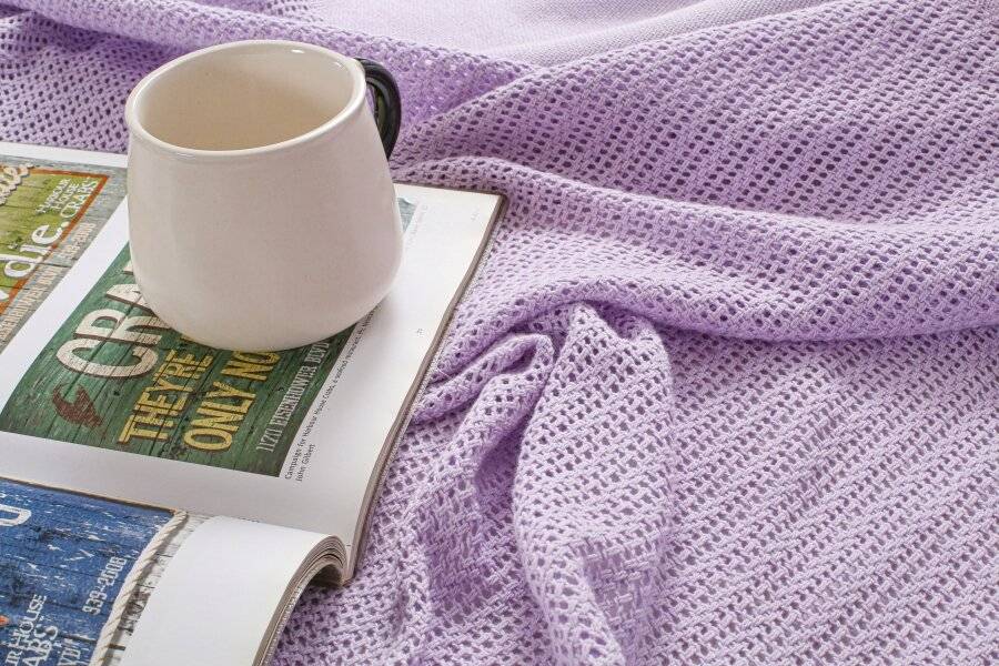 Luxury Handwoven Soft Cotton Adult Cellular Blanket Single - Lavender