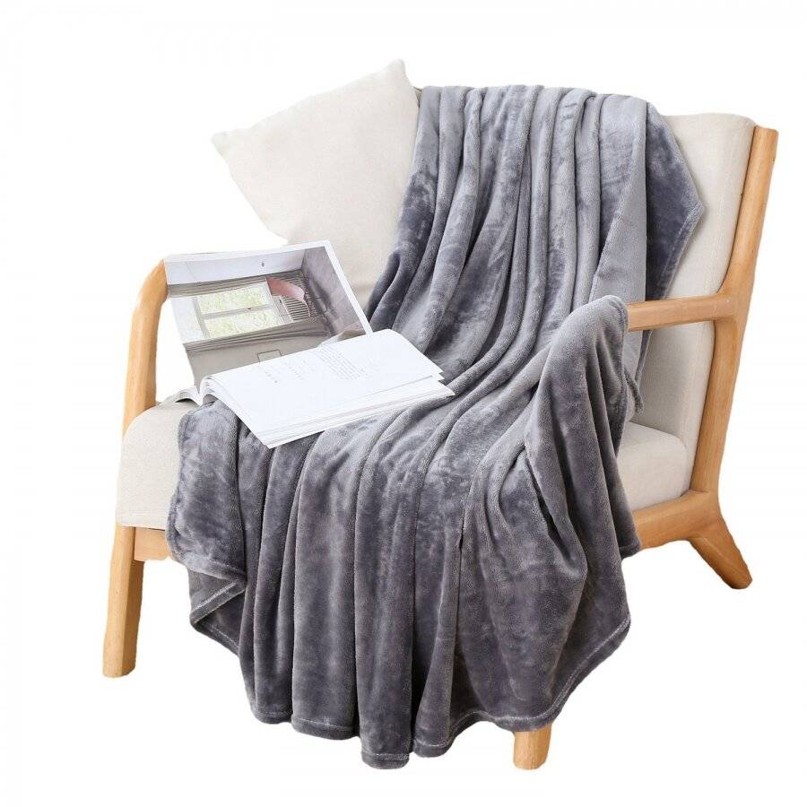 Luxury Soft & Fluffy Extra Large Flannel Throw, Grey 200 cm x 240 cm