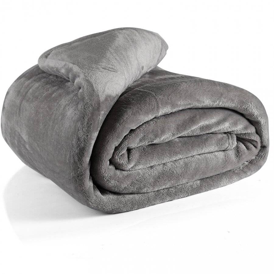 EHC Super Soft Fluffy Flannel Fleece Throws, Grey 150 cm x 200 cm