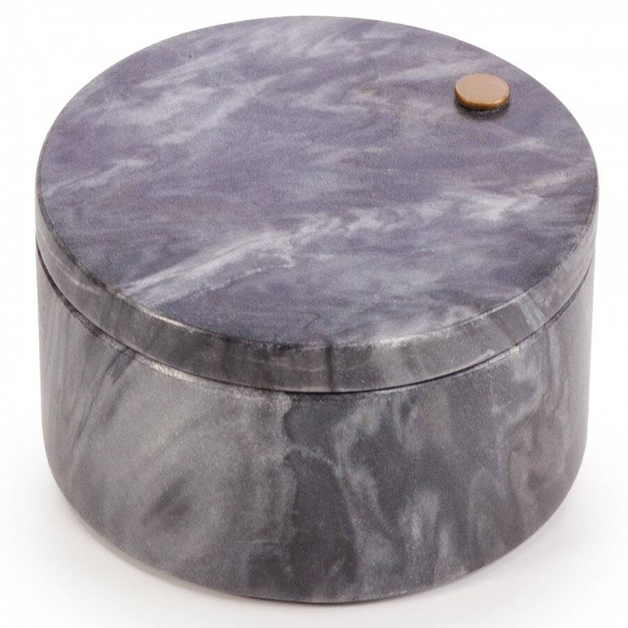 Marble Salt and Pepper Pinch Pots with Golden Serving Spoon, Grey
