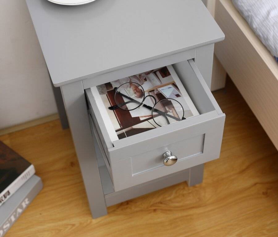 MDF Bedside Table With Drawer and Shelf Cabinet Storage