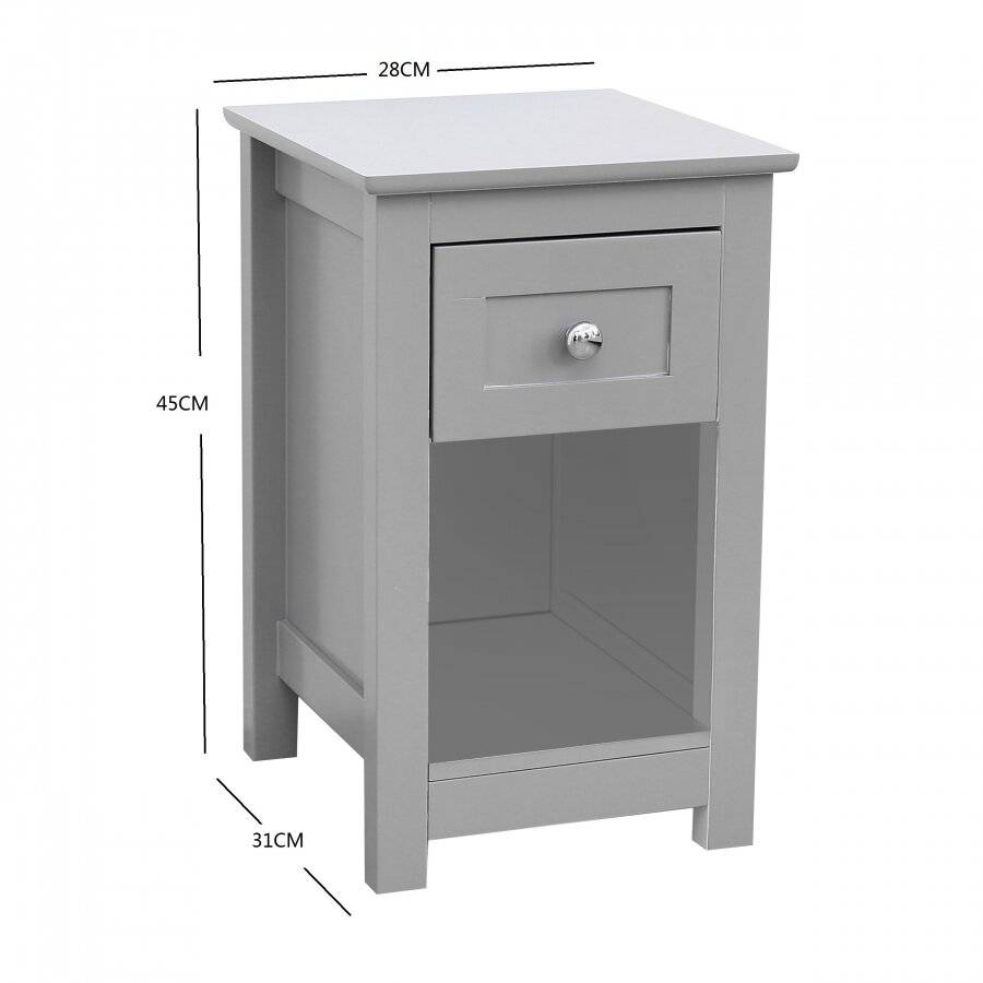 MDF Bedside Table With Drawer and Shelf Cabinet Storage