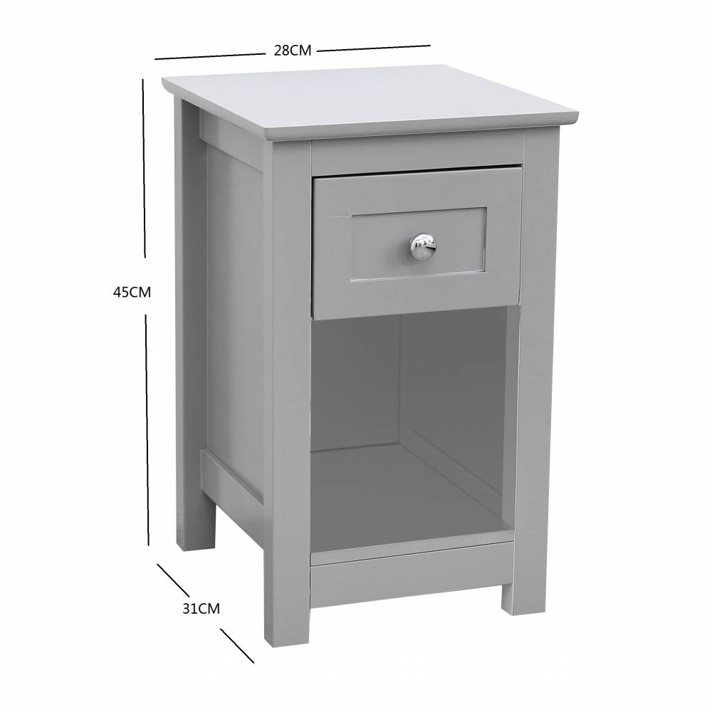 MDF Bedside Table With Drawer and Shelf Cabinet Storage