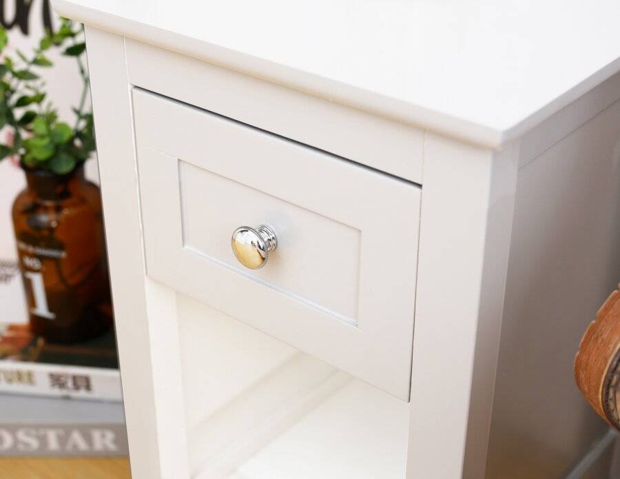 MDF Bedside Table With Drawer and Shelf Cabinet Storage