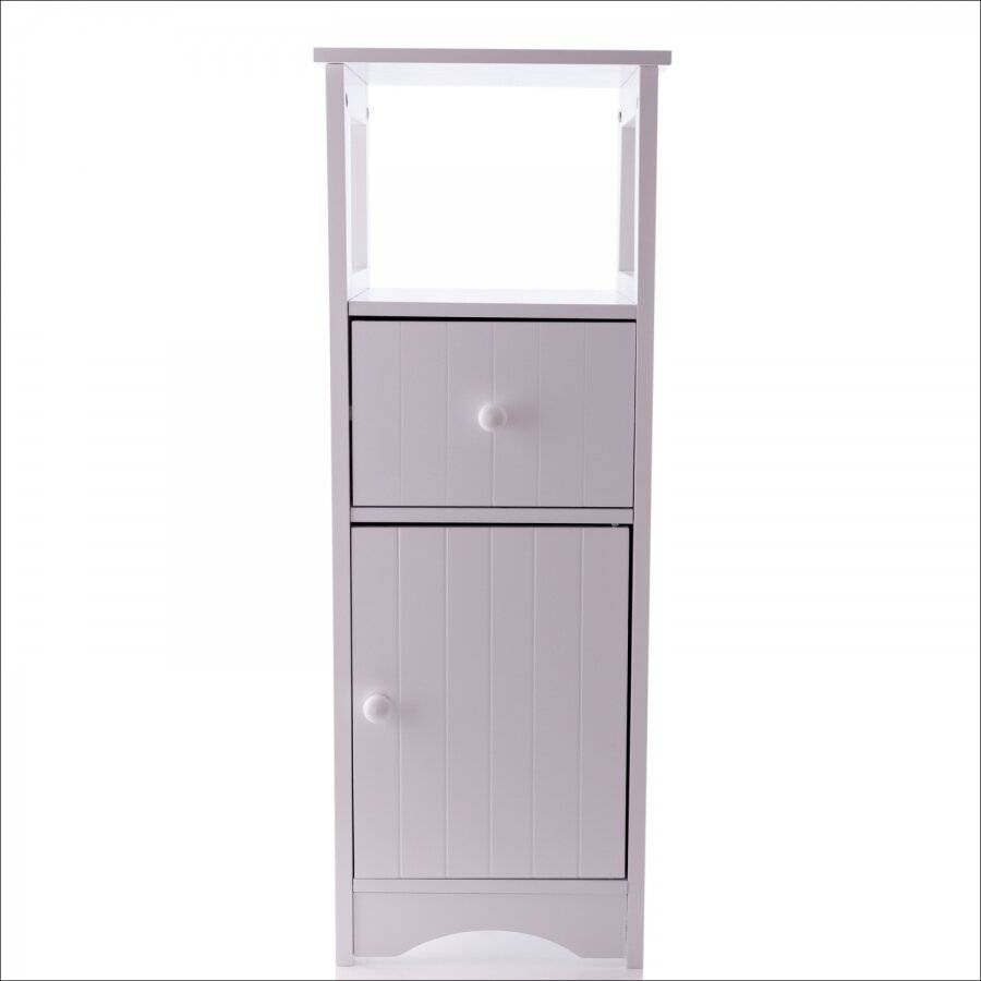 MDF Slimline Tall boy Storage Cabinet Unit With a Cupboard & 3 Shelves