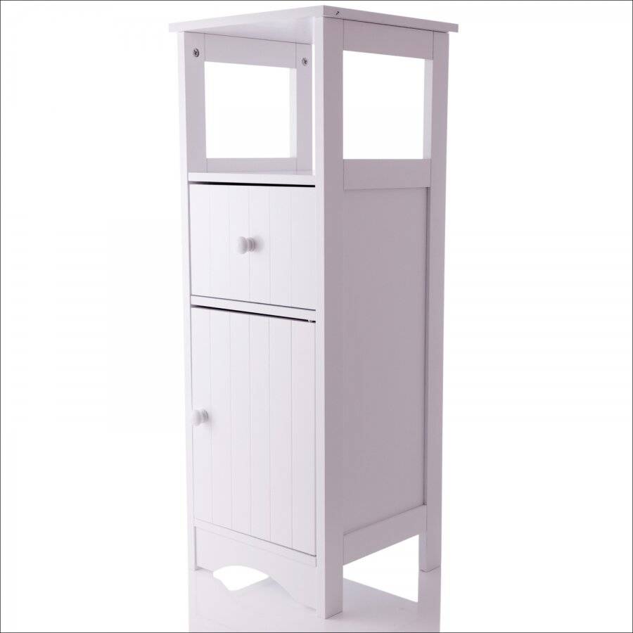 Mdf Tall Boy Storage Cabinet Unit Shelves Elite Housewares