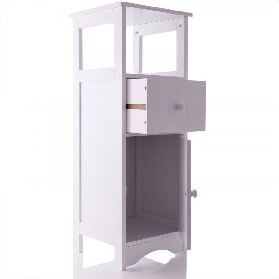 MDF Slimline Tall boy Storage Cabinet Unit With a Cupboard & 3 Shelves