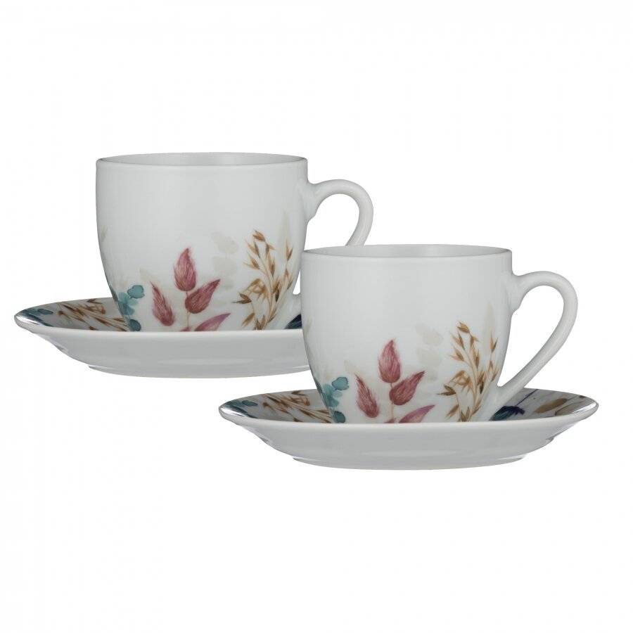 Meadow Set Of 2 Fine Porcelain Cup & Saucer, Gift Boxed, 250 ml