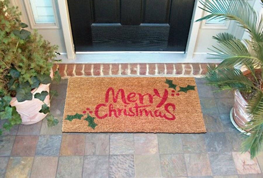 Merry Christmas Hard Wearing Decorative Coir & PVC Backed Doormat