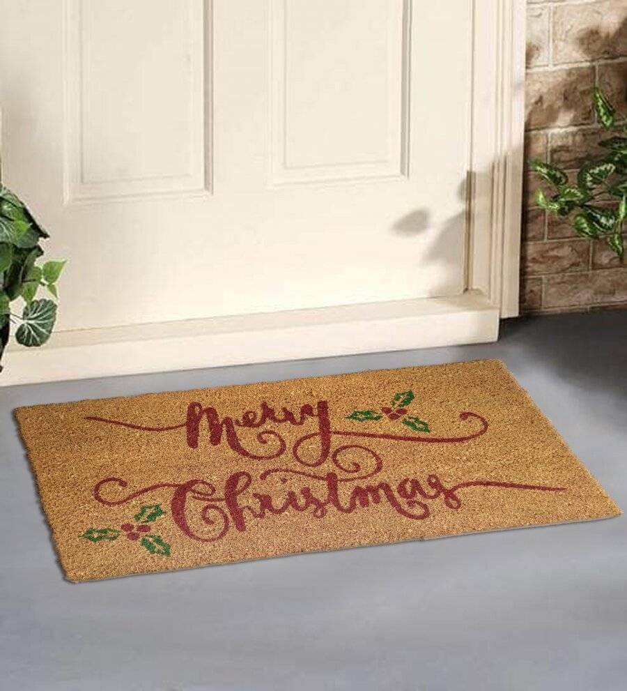 Merry Christmas Hard Wearing Decorative Coir & PVC Backed Doormat