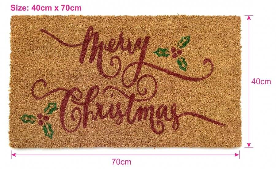 Merry Christmas Hard Wearing Decorative Coir & PVC Backed Doormat