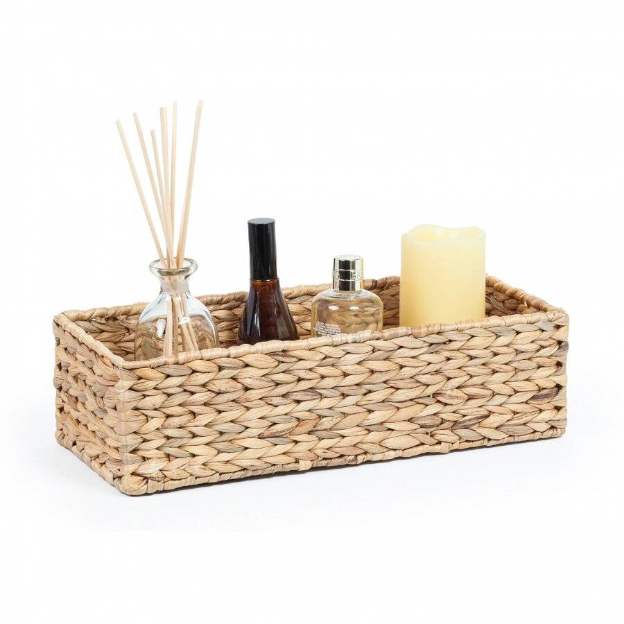 Multipurpose Handwoven Water Hyacinth Rectangular Storage Baskets