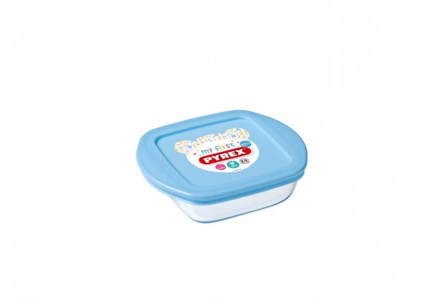 My First Pyrex - Square Baby Food Storage Container, 0.35L - Baby Blue