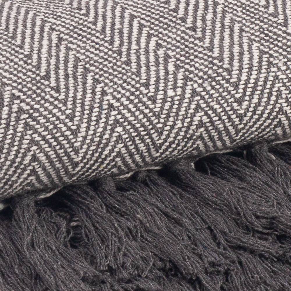 Natural Cotton  Herringbone Sofa Single Throw, Grey - 150 x 200cm