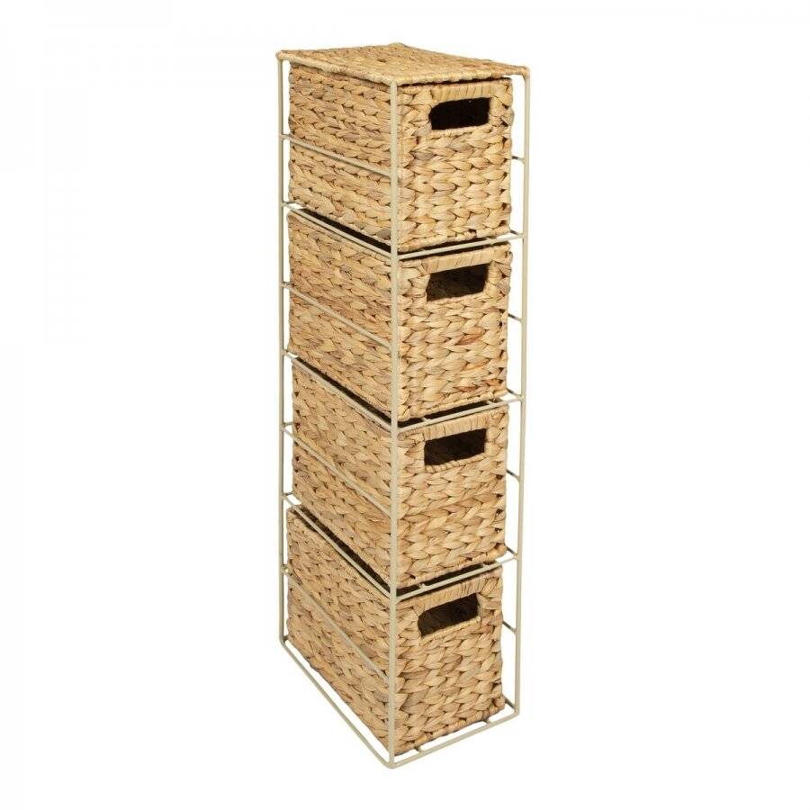 Hyacinth 4 Drawer Handwoven Tower Storage Unit For Home & Office