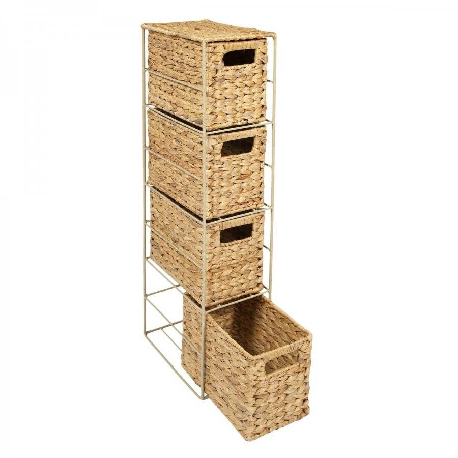 Hyacinth 4 Drawer Handwoven Tower Storage Unit For Home & Office