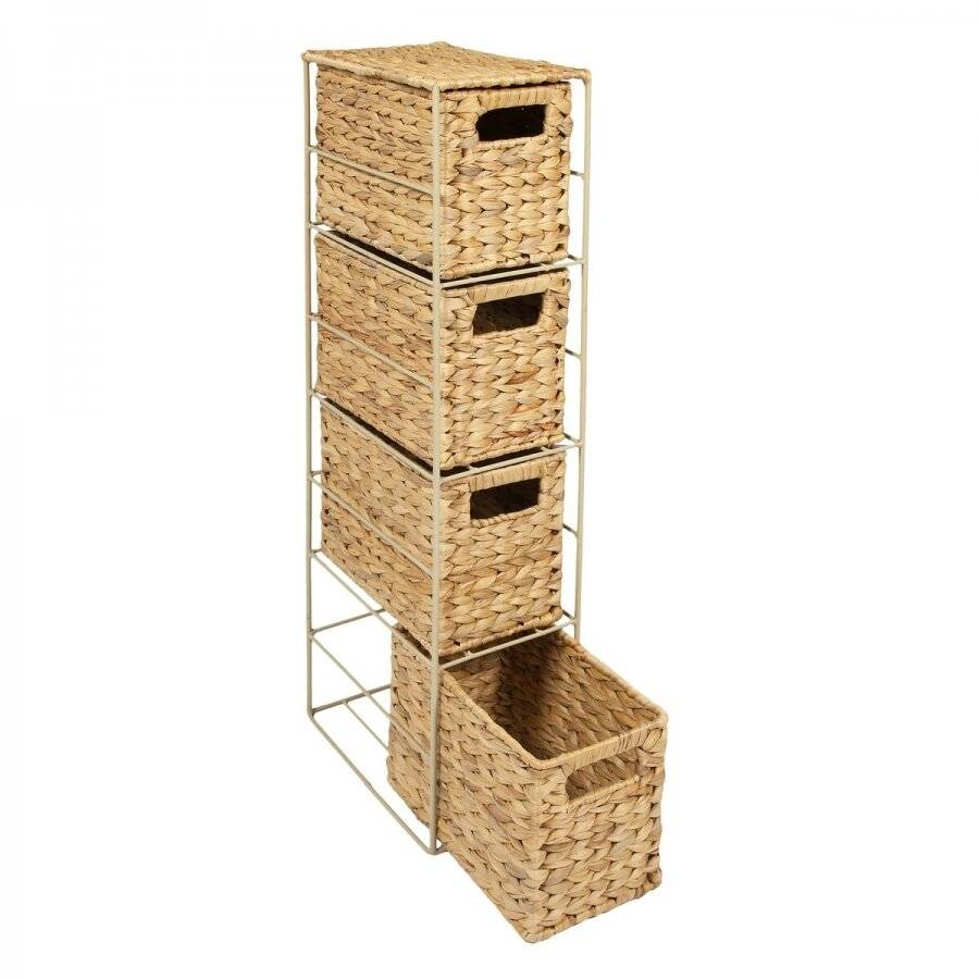 Hyacinth 4 Drawer Handwoven Tower Storage Unit For Home & Office