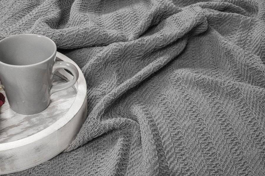 Nevni 2 x Decorative Rustic Cotton Fringed Throw, 127 x 152cm, Grey