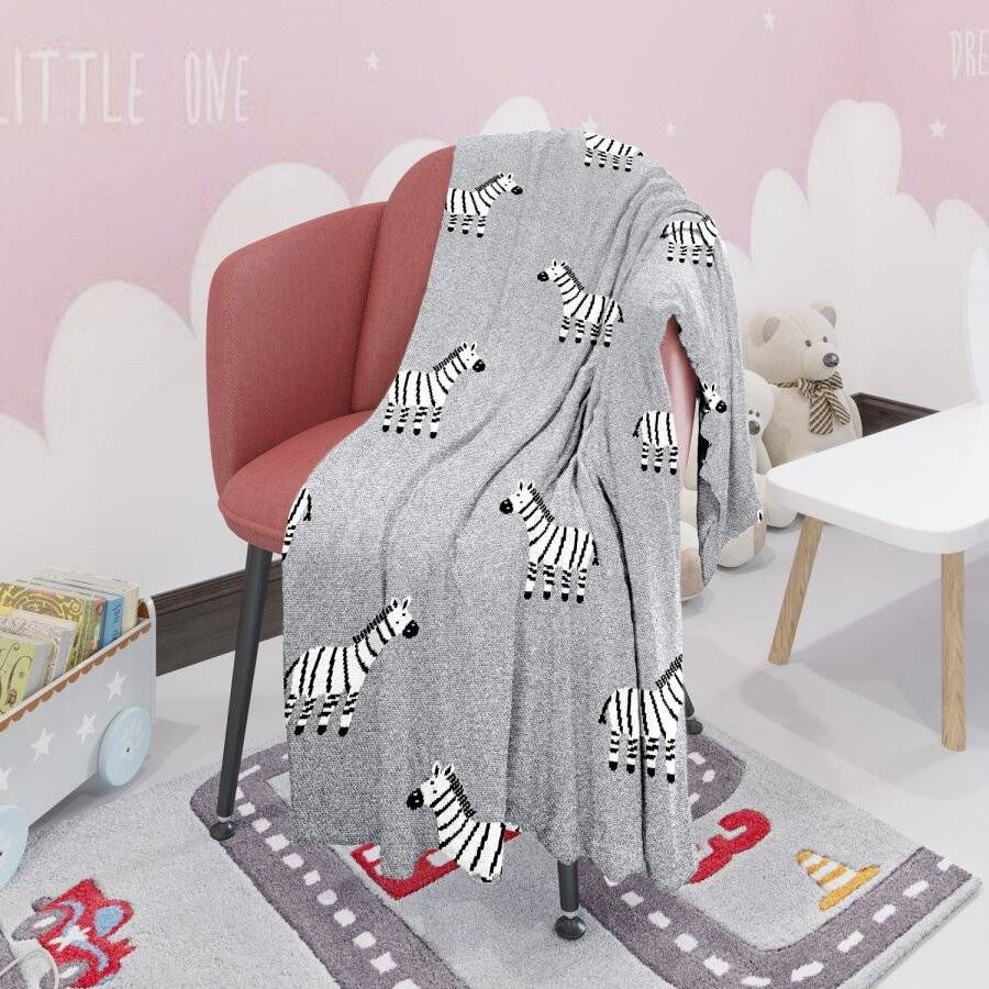 Nevni Cute Zebra Knitted Soft Cotton Reversible Baby Blankets, Grey