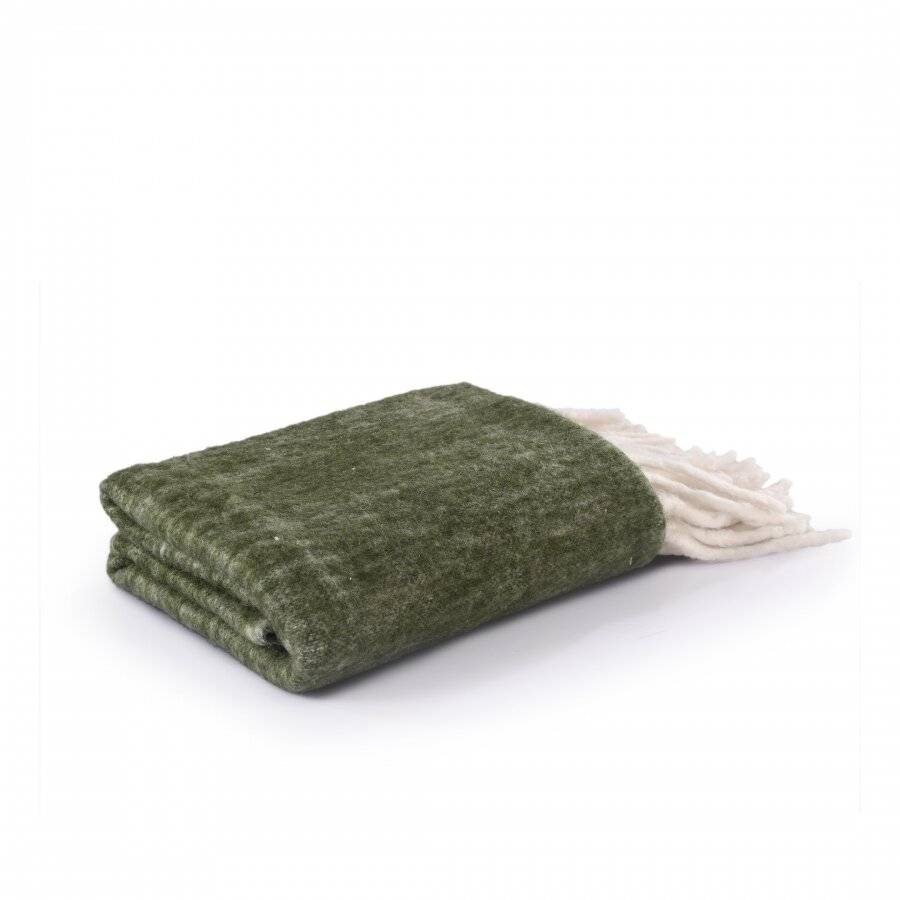 Nevni Mohair Style Soft Reversible Cotton Blanket, 125 x 150 cm, Olive