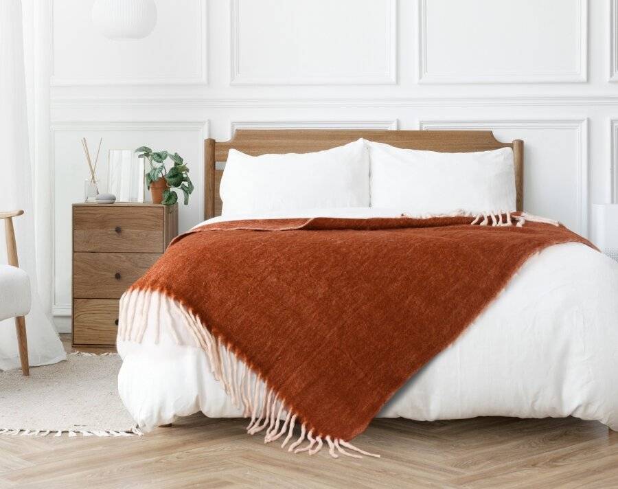 Nevni Mohair Style Soft Reversible Cotton Blanket, Spice 125 x 150 cm