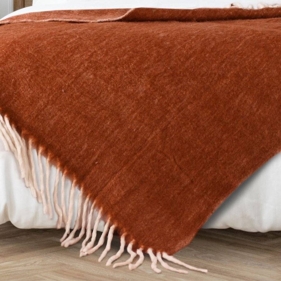 Nevni Mohair Style Soft Reversible Cotton Blanket, Spice 125 x 150 cm