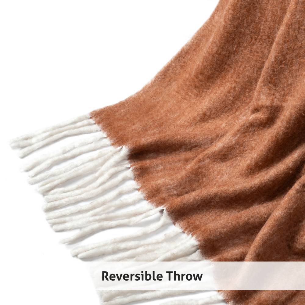 Nevni Mohair Style Soft Reversible Cotton Blanket, Spice 125 x 150 cm