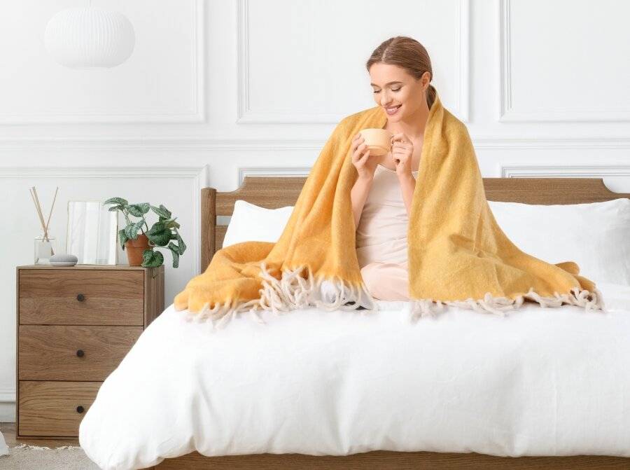 Nevni Mohair Style Soft Cotton Single Blanket, Yellow 125 x 150 cm