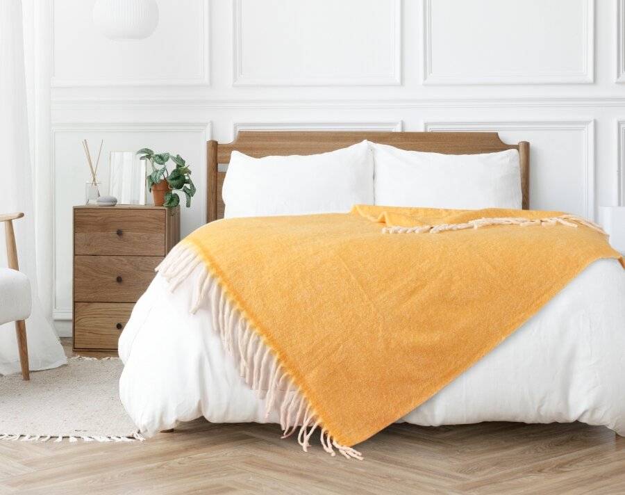 Nevni Mohair Style Soft Cotton Single Blanket, Yellow 125 x 150 cm
