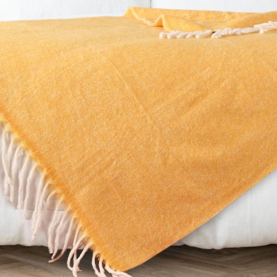 Nevni Mohair Style Soft Cotton Single Blanket, Yellow 125 x 150 cm