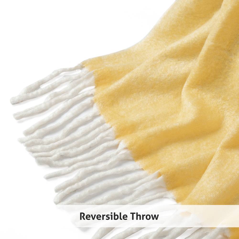 Nevni Mohair Style Soft Cotton Single Blanket, Yellow 125 x 150 cm