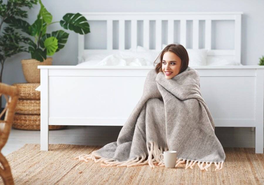 Nevni Mohair Style Soft Cotton Single Blanket, Light Grey 125 x 150 cm