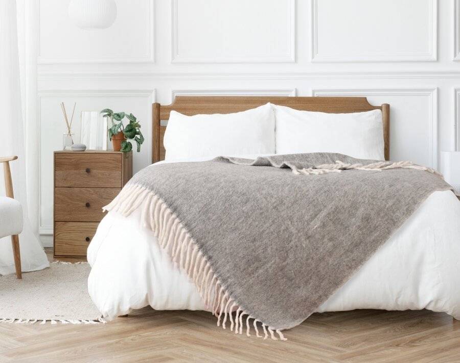 Nevni Mohair Style Soft Cotton Single Blanket, Light Grey 125 x 150 cm