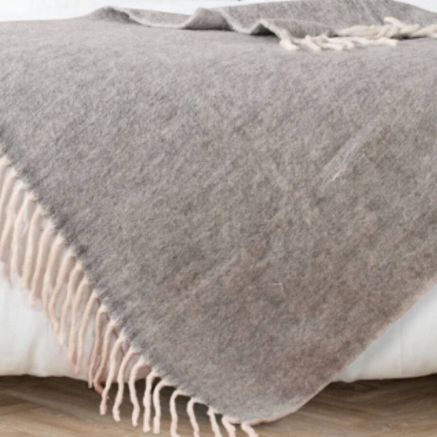 Nevni Mohair Style Soft Cotton Single Blanket, Light Grey 125 x 150 cm