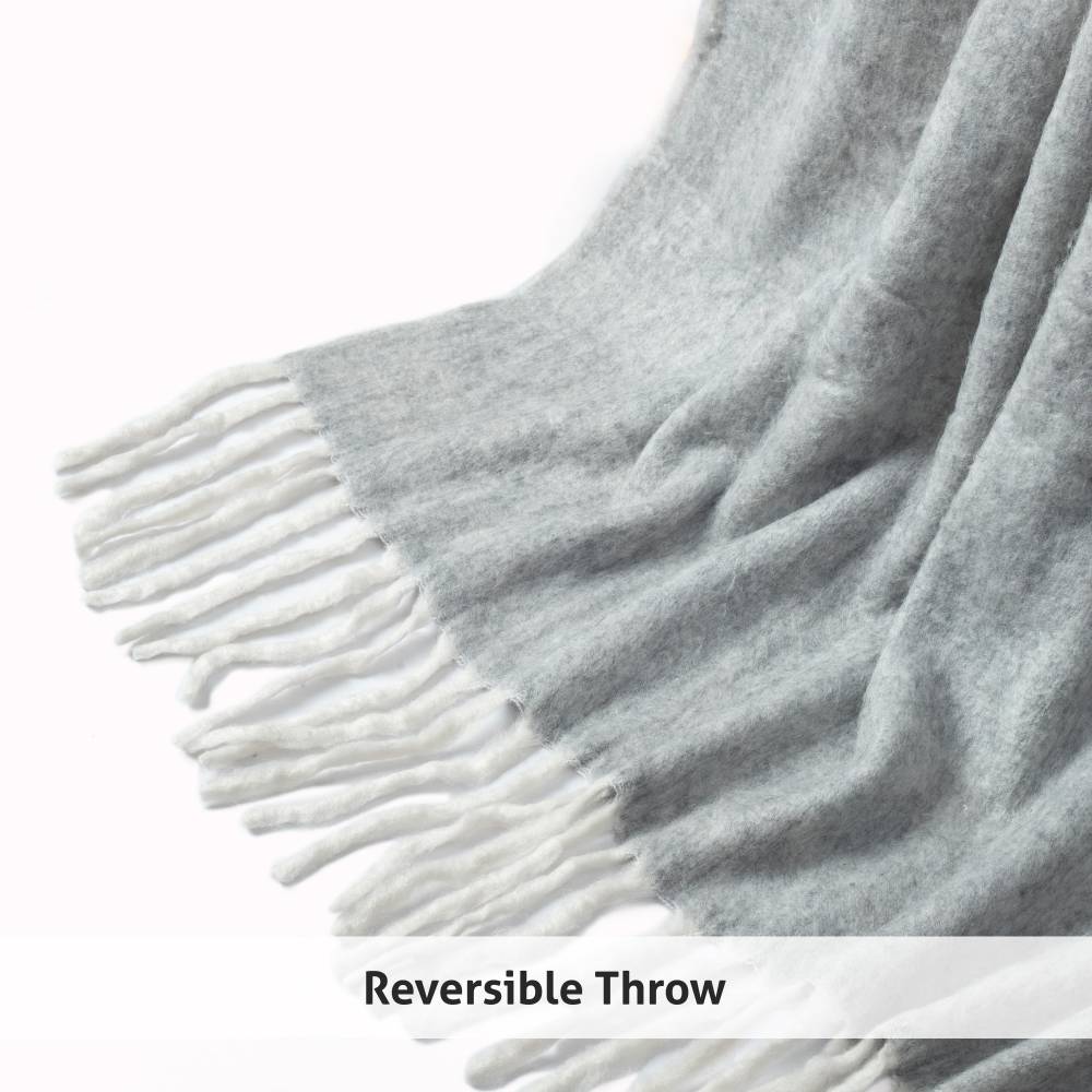 Nevni Mohair Style Soft Cotton Single Blanket, Light Grey 125 x 150 cm