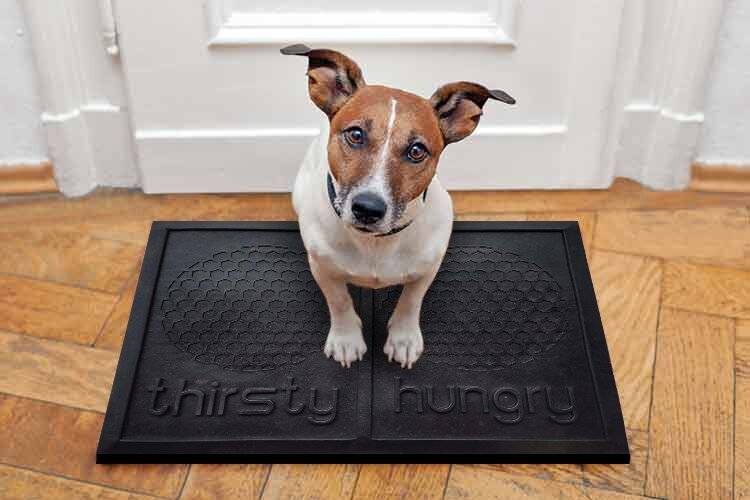 Pet Comfort 'hungry' and 'thirsty' Non Slip Pet Food Bowls Rubber Mat