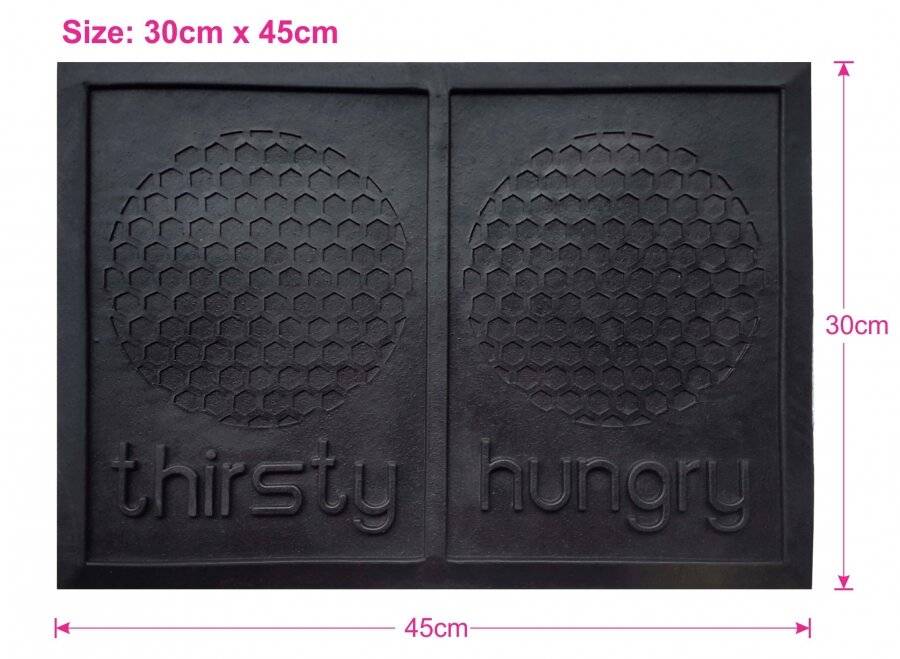 Pet Comfort 'hungry' and 'thirsty' Non Slip Pet Food Bowls Rubber Mat