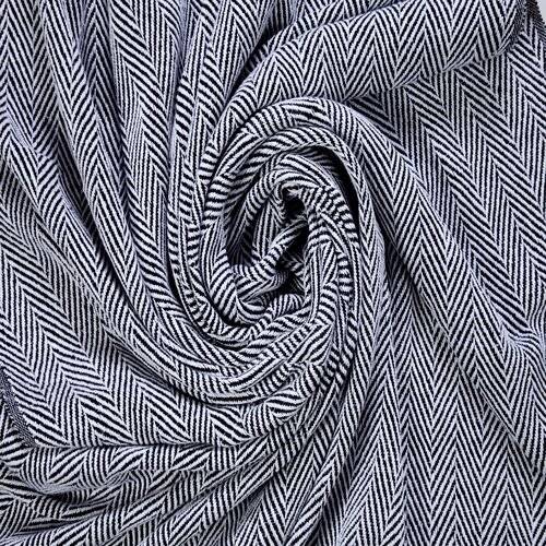 EHC Herringbone Throws For Sofa Armchair or Single Bed - Black